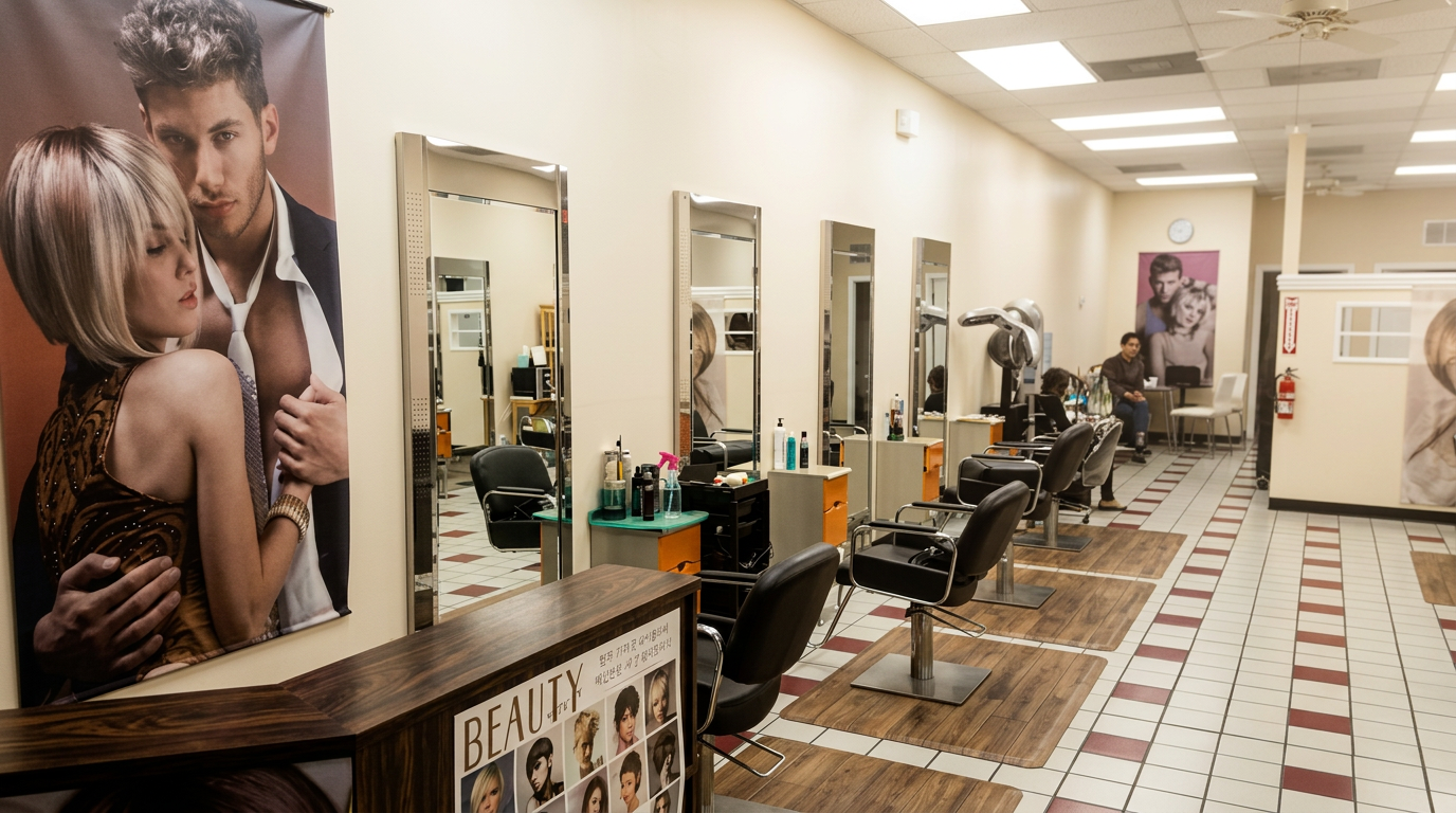 Reception counter and styling area at Sara Hair Salon