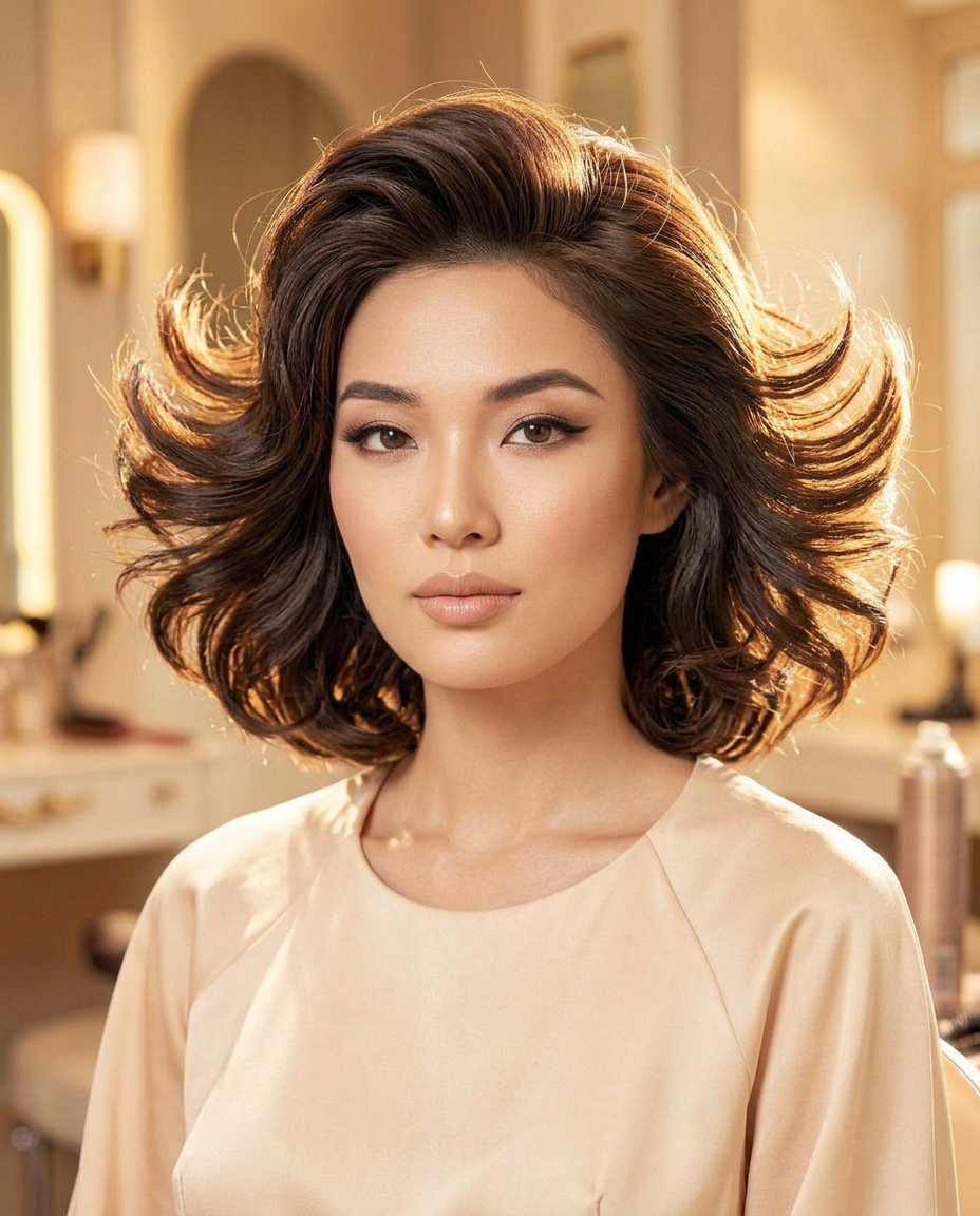 Voluminous editorial blowout styled at Sara Hair Salon